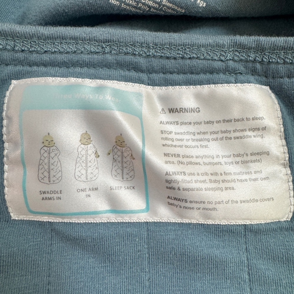 Dreamland Baby Weighted Sleep Sack Swaddle 0-6M Blue Quilted Cotton LADX531 - Picture 11 of 14